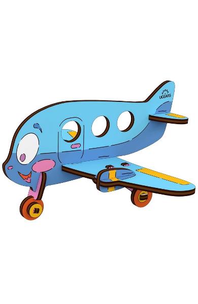 Puzzle 3D de colorat - Model colorat Biplan - Airplane | Ugears - 3