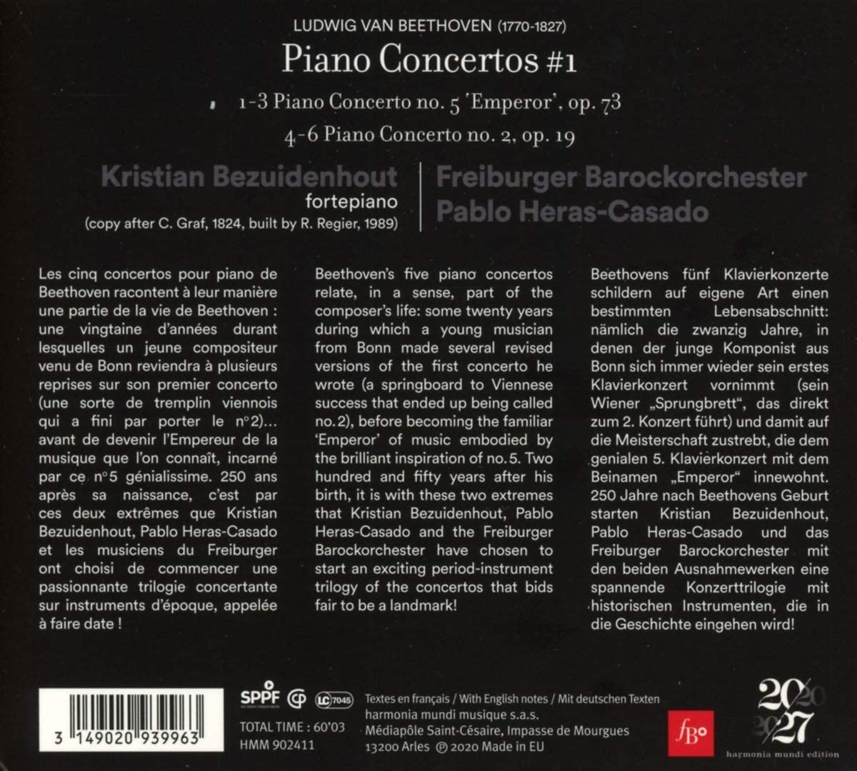 Beethoven: Piano Concertos Nos. 2 & 5 - Emperor | Kristian Bezuidenhout, Pablo Heras-Casado, Freiburger Barockorchester