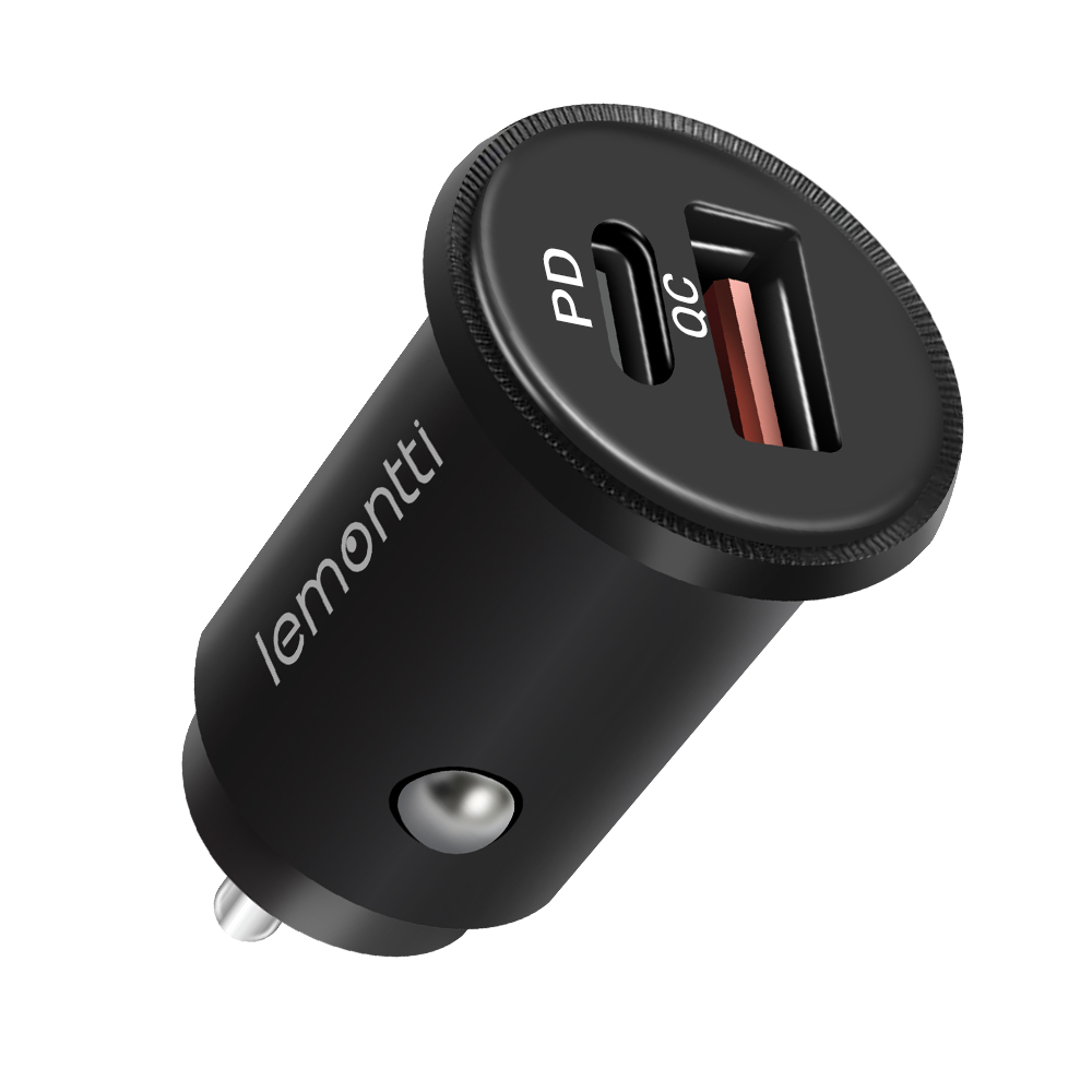 Lemontti Incarcator Auto PD USB + Quick Charge Type-C 30W Black (output USB + Type-C 5A max, QC3.0) | Lemontti - 2 | YEO