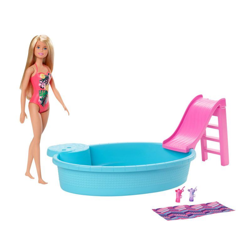 Set jucarii - Papusa Barbie cu piscina si accesorii | Mattel - 3 | YEO