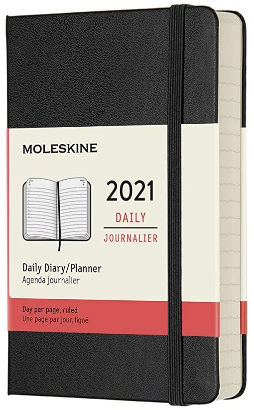 Agenda 2021 - Moleskine 12-Month Daily Notebook Planner - Black, Hardcover Pocket | Moleskine