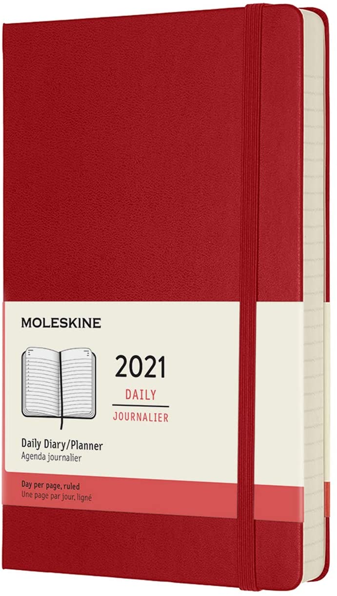 Agenda 2021 - Moleskine 12-Month Daily Notebook Planner - Scarlet Red, Hardcover Large | Moleskine