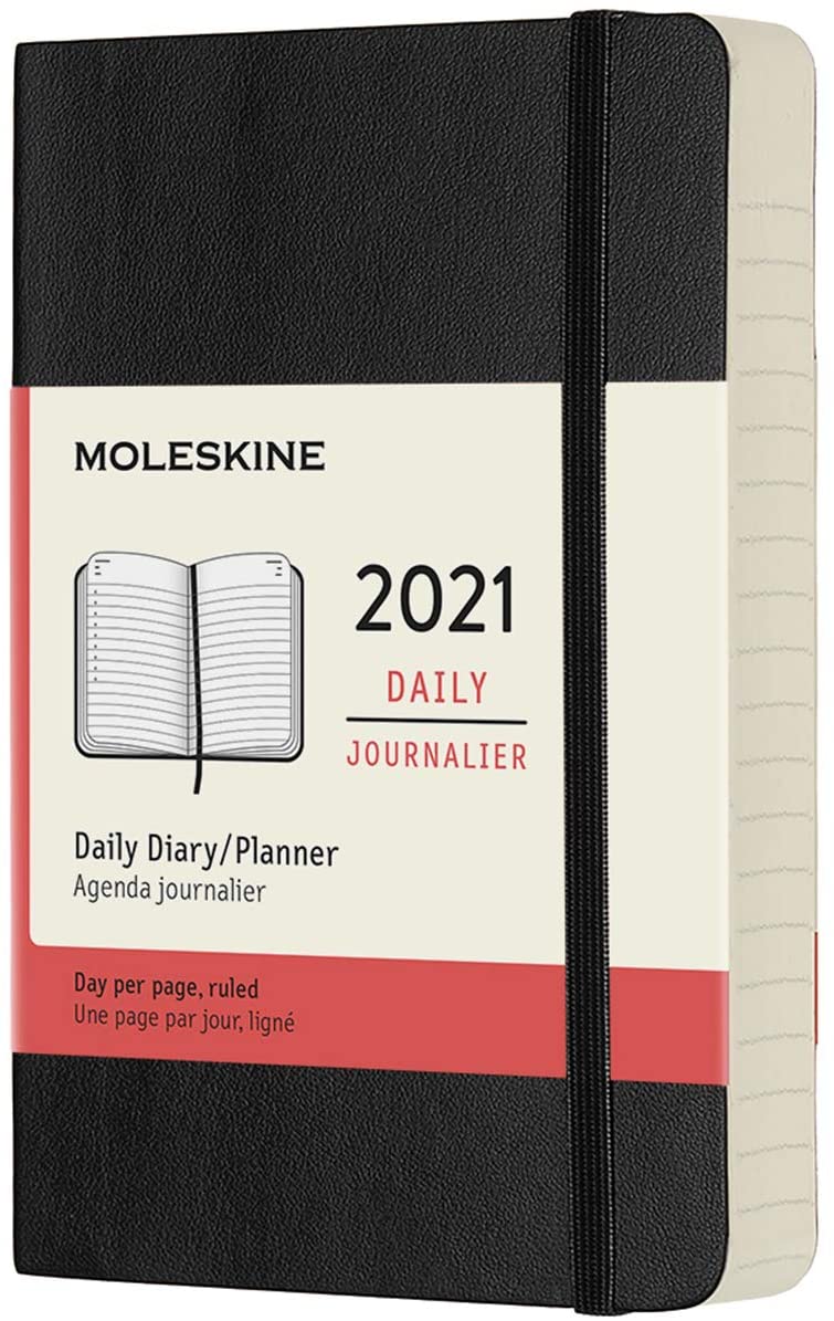 Agenda 2021 - Moleskine 12-Month Daily Notebook Planner - Black, Softcover Pocket | Moleskine