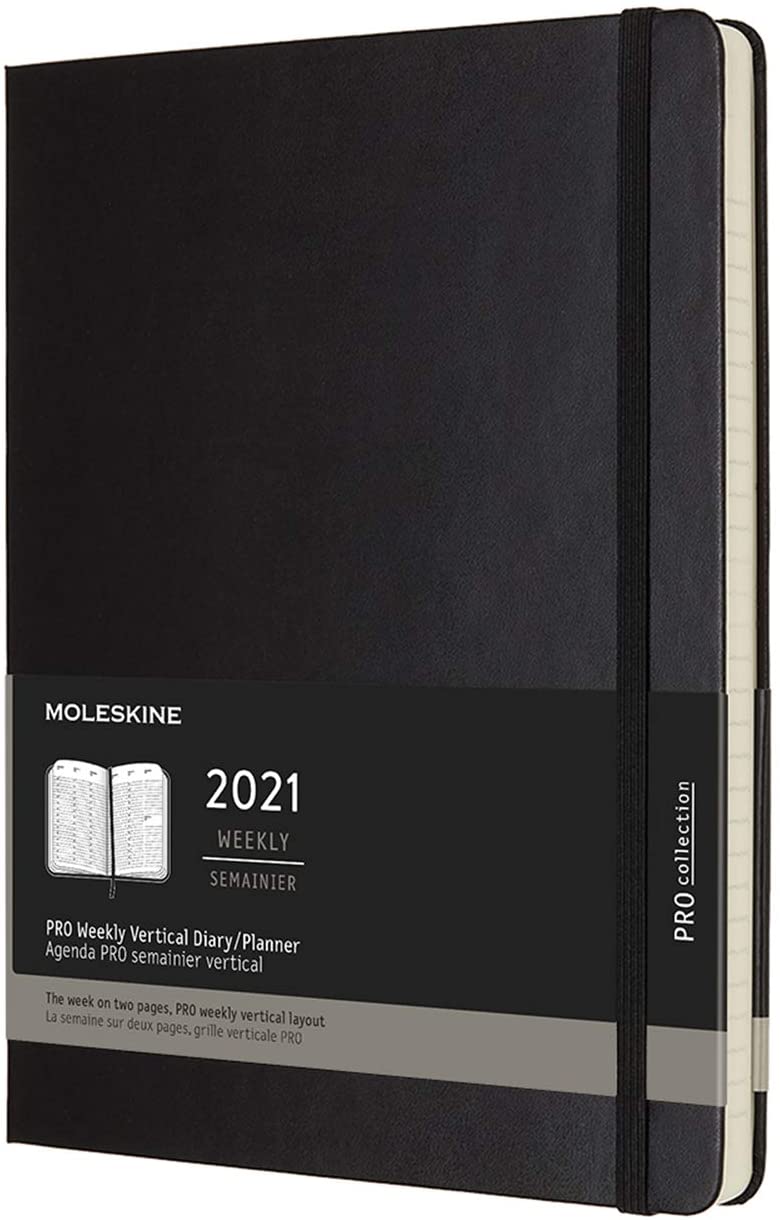 Agenda 2021 - Moleskine 12-Month PRO Weekly Vertical Planner - Black, Hardcover XL | Moleskine