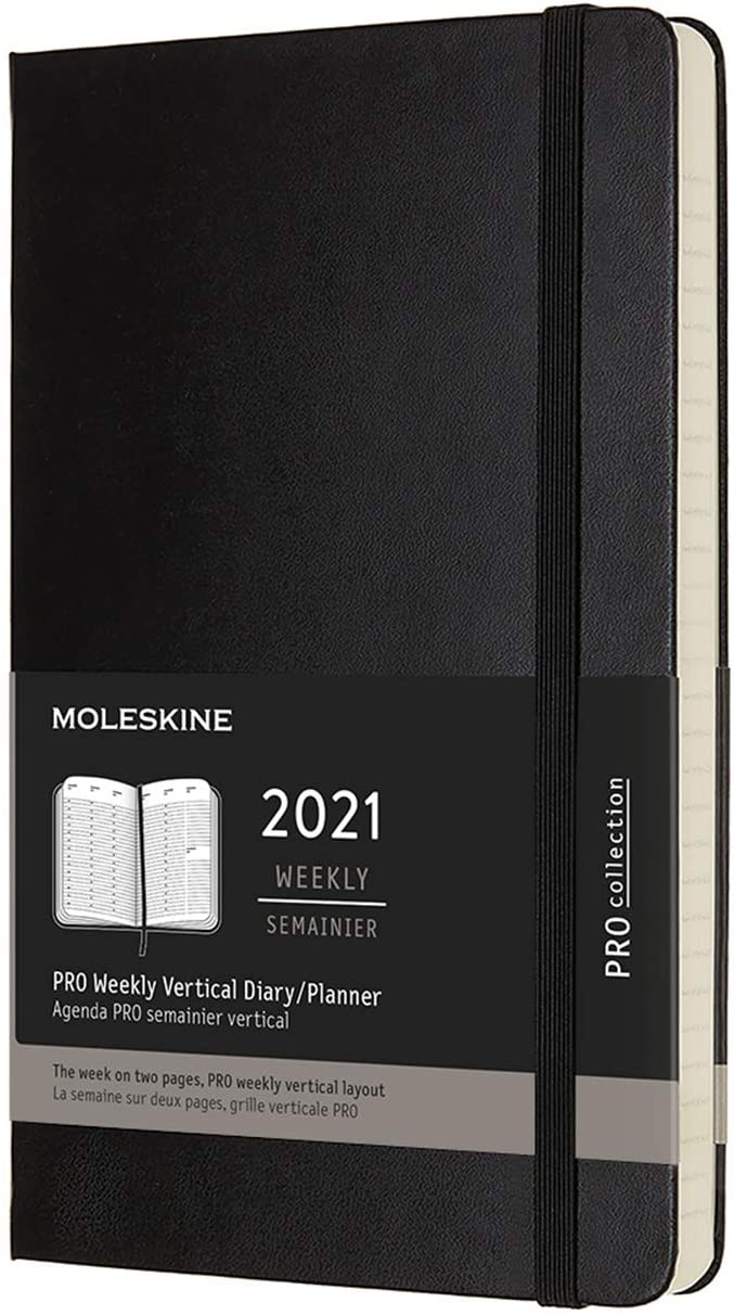 Agenda 2021 - Moleskine 12-Month PRO Weekly Vertical Planner - Black, Hardcover Large | Moleskine