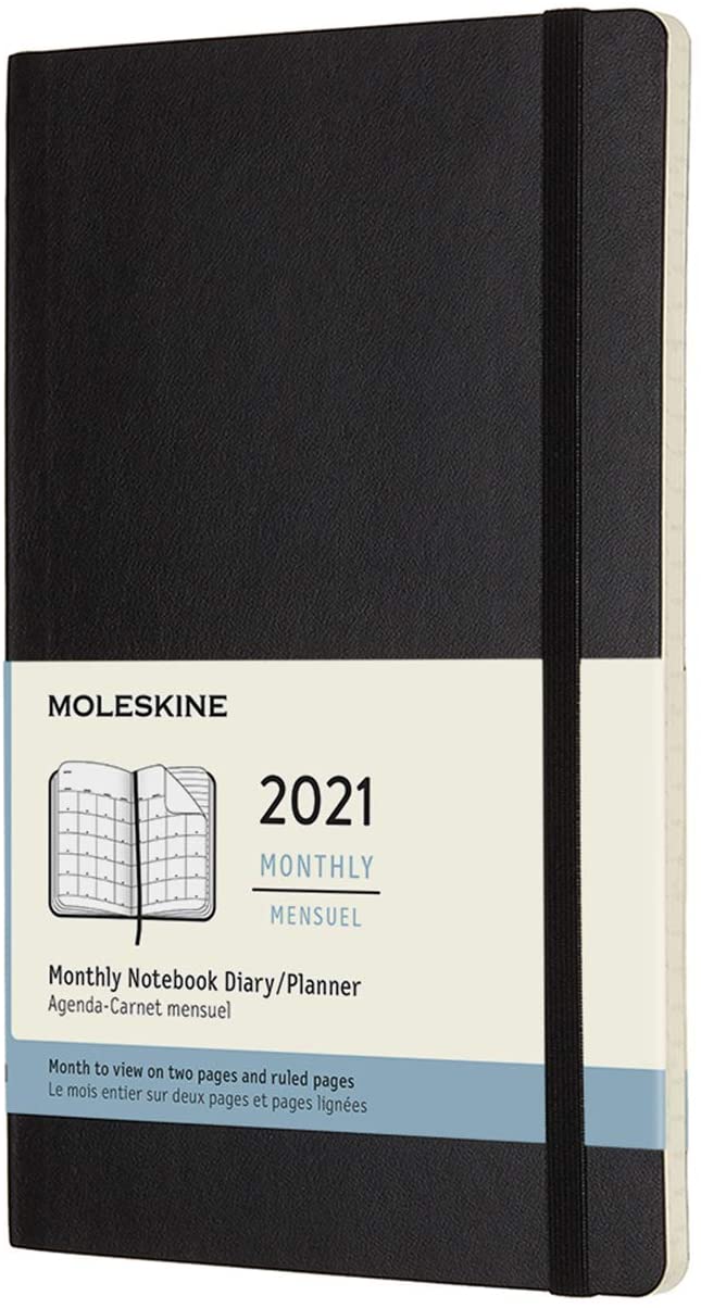 Agenda 2021 - Moleskine 12-Month Monthly Notebook Planner - Black, Softcover Large | Moleskine