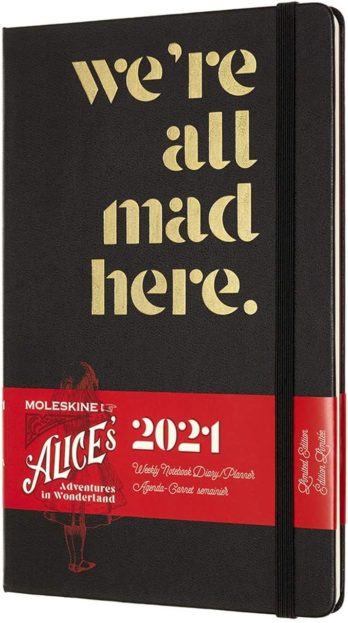 Agenda 2021 - Moleskine 12-Month Weekly Notebook Planner - Alice\'s Adventures in Wonderland - We\'re All Mad Here, Hardcover Large | Moleskine