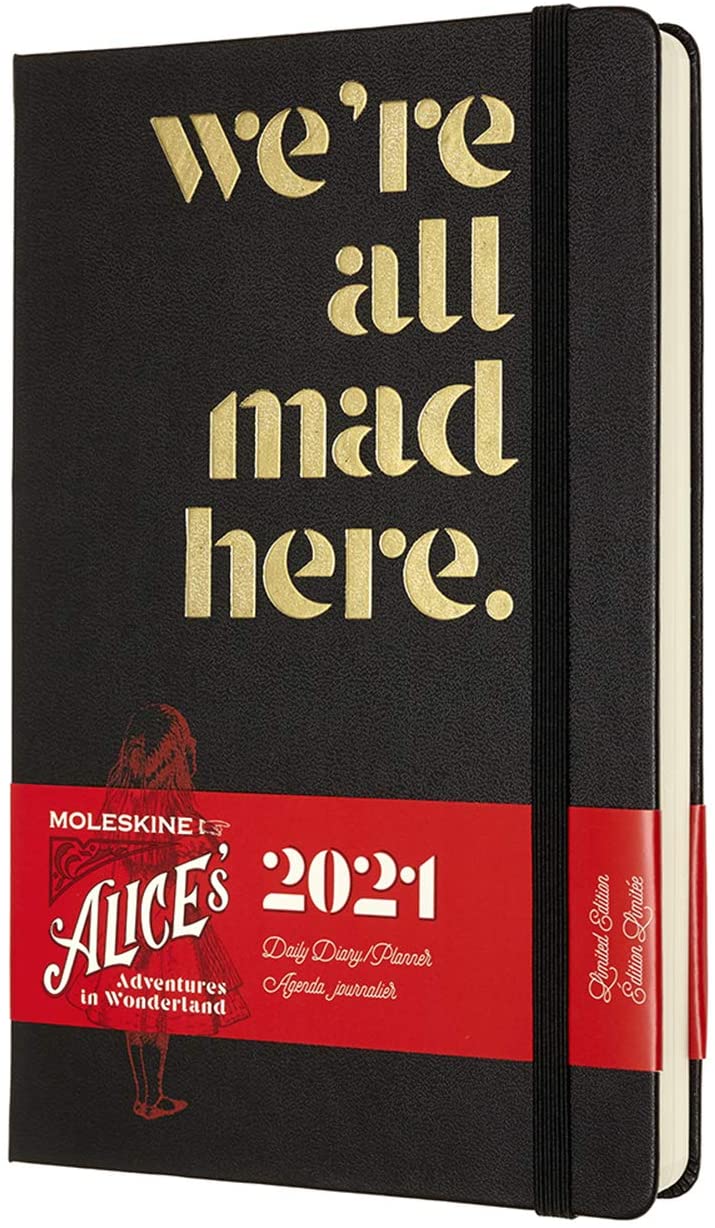 Agenda 2021 - Moleskine 12-Month Daily Notebook Planner - Alice\'s Adventures in Wonderland - We\'re All Mad Here, Hardcover Large | Moleskine