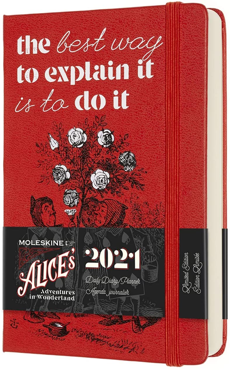 Agenda 2021 - Moleskine 12-Month Daily Notebook Planner - Alice\'s Adventures in Wonderland - The Best Way to Explain It Is To Do It, Hardcover Pocket | Moleskine