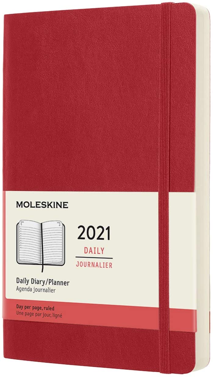 Agenda 2021 - Moleskine 12-Month Daily Notebook Planner - Scarlet Red, Softcover Large | Moleskine