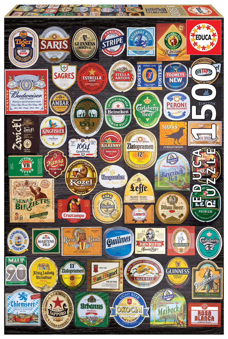 Puzzle 1500 piese - Beer Labels Collage | Educa