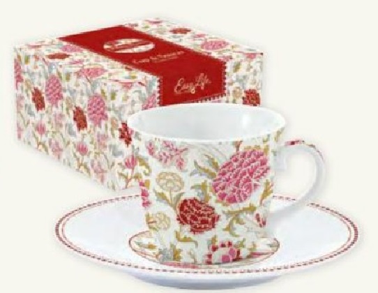 Ceasca si farfurie pentru ceai - William Morris - Roz