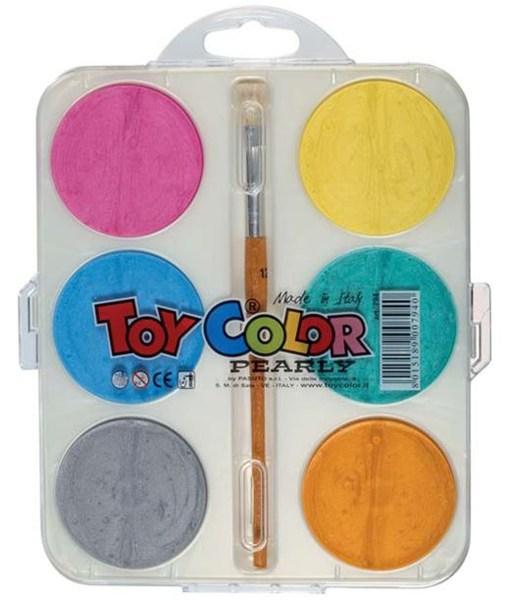 Acuarele pearly 6 culori cu pensula Toy Color | Toy Color