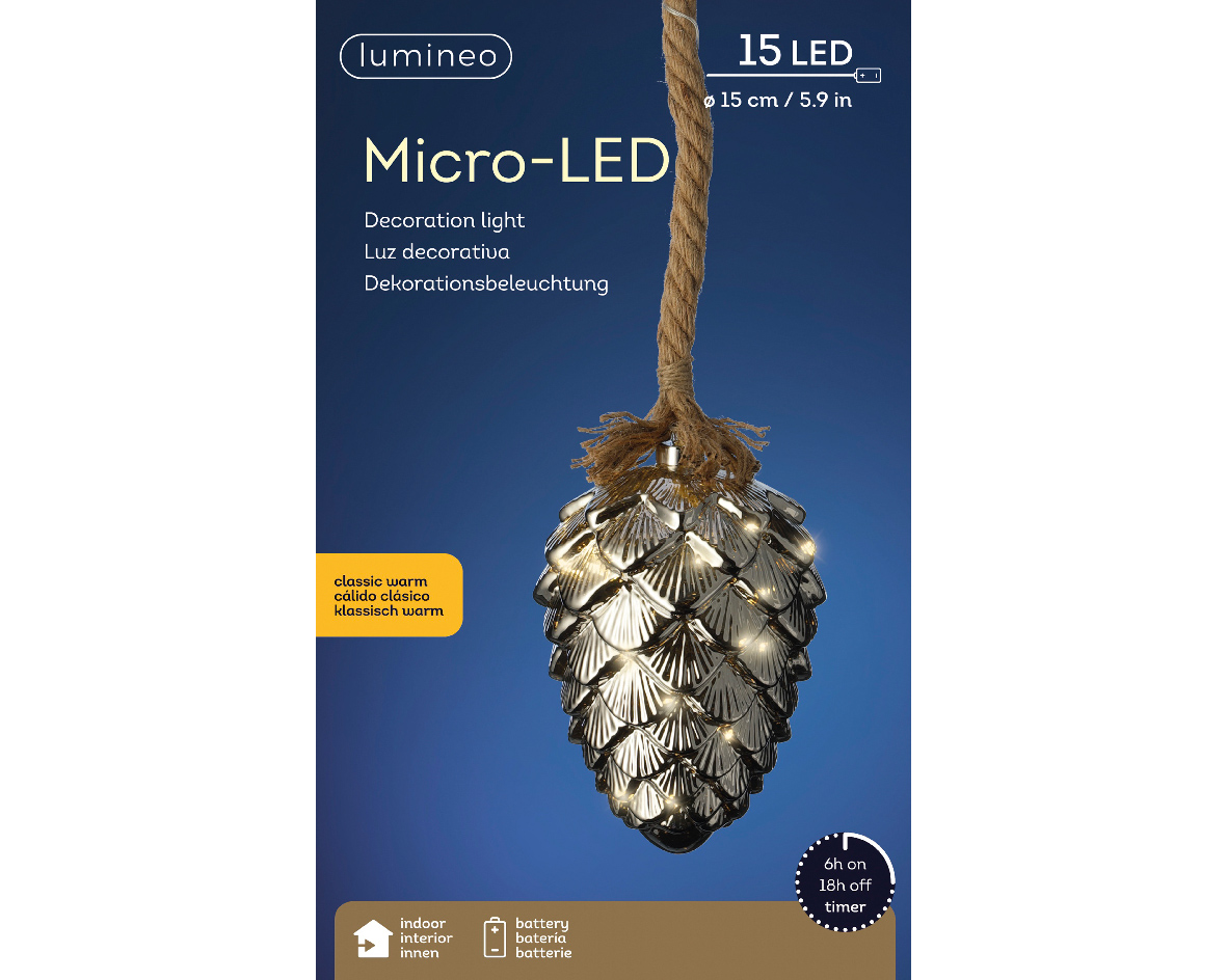 Decoratiune - Micro LED Pinecone - Smokey | Kaemingk - 1 | YEO