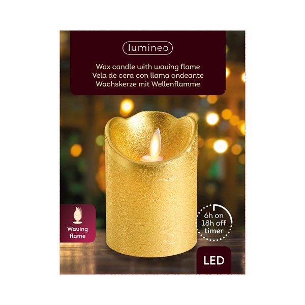 Decoratiune - LED Wax Waving Candle - Gold, 10 cm | Kaemingk - 1 | YEO