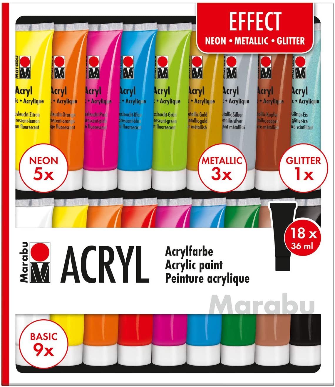 Set culori - Marabu Acrylic Paints, 18x36ml | Marabu