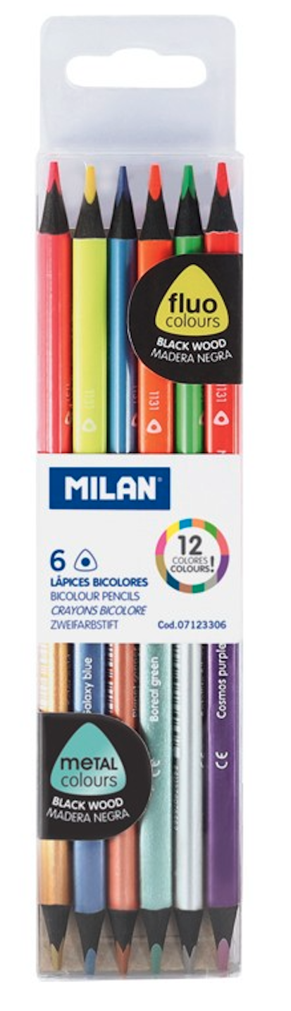 Set 6 Creioane FluoMetal bicolor - Milan | Milan - 1 | YEO