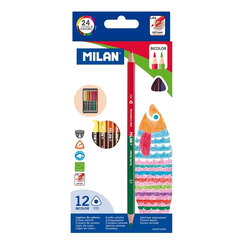 Set 12 Creioane colorate bicolor - Milan | Milan - 1 | YEO