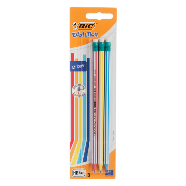 Set 3 creioane - Grafit Evolution Stripes | Bic