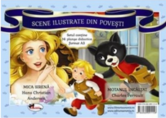 Scene ilustrate din povesti. Mica Sirena + Motanul Incaltat | Charles Perrault, Hans Christian Andersen