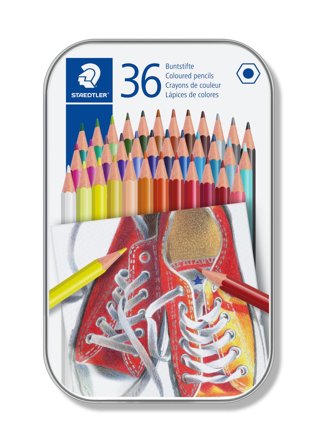 Set 36 creioane colorate - Cutie metal - Hexagonal | Staedtler