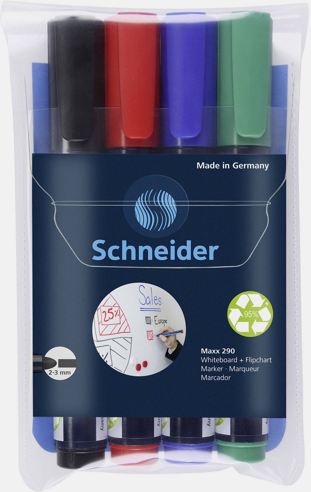 Set 4 markere - Whiteboard and Flipchart - Maxx 290, 2-3 mm | Schneider