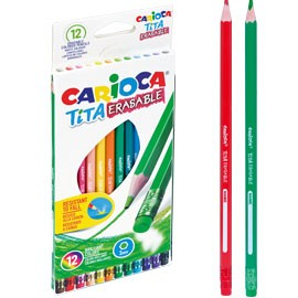 Set 12 creioane colorate cu guma - Tita Erasable | Carioca