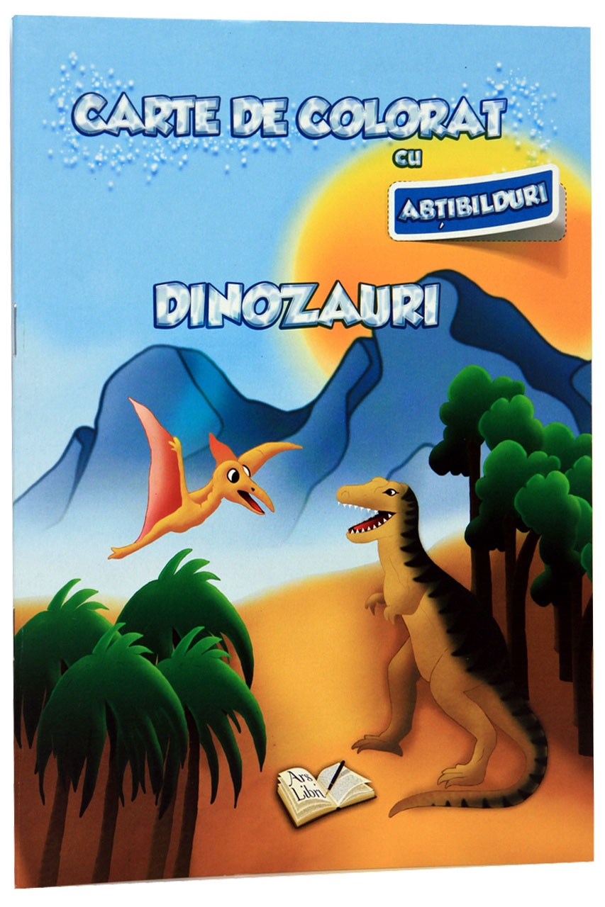 Carte de colorat cu abtibilduri – Dinozauri | Ars Libri Carte