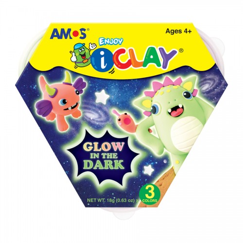 Set 3 buc plastilina fosforescenta - iClay Amos | Amos