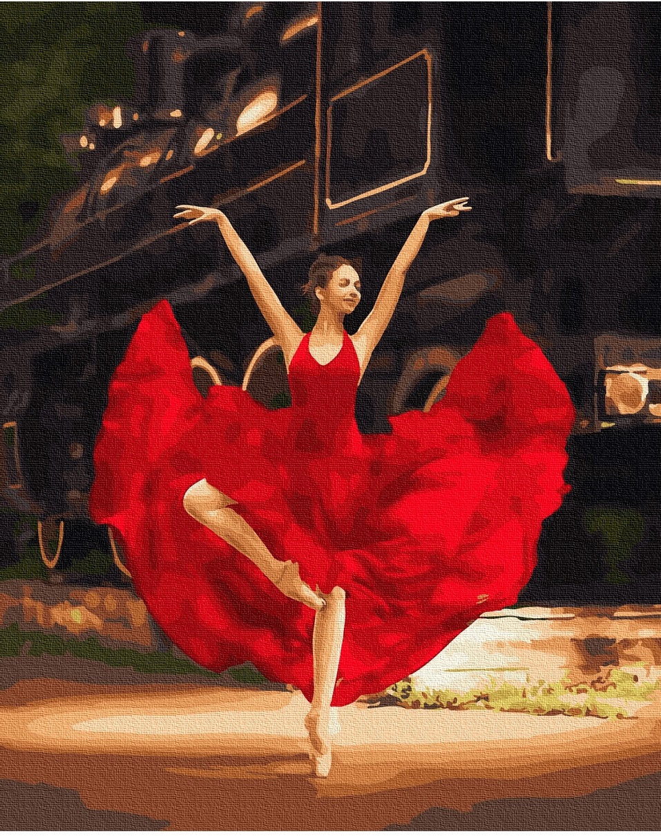Set picturi pe numere - Red Ballerina | Acuarello