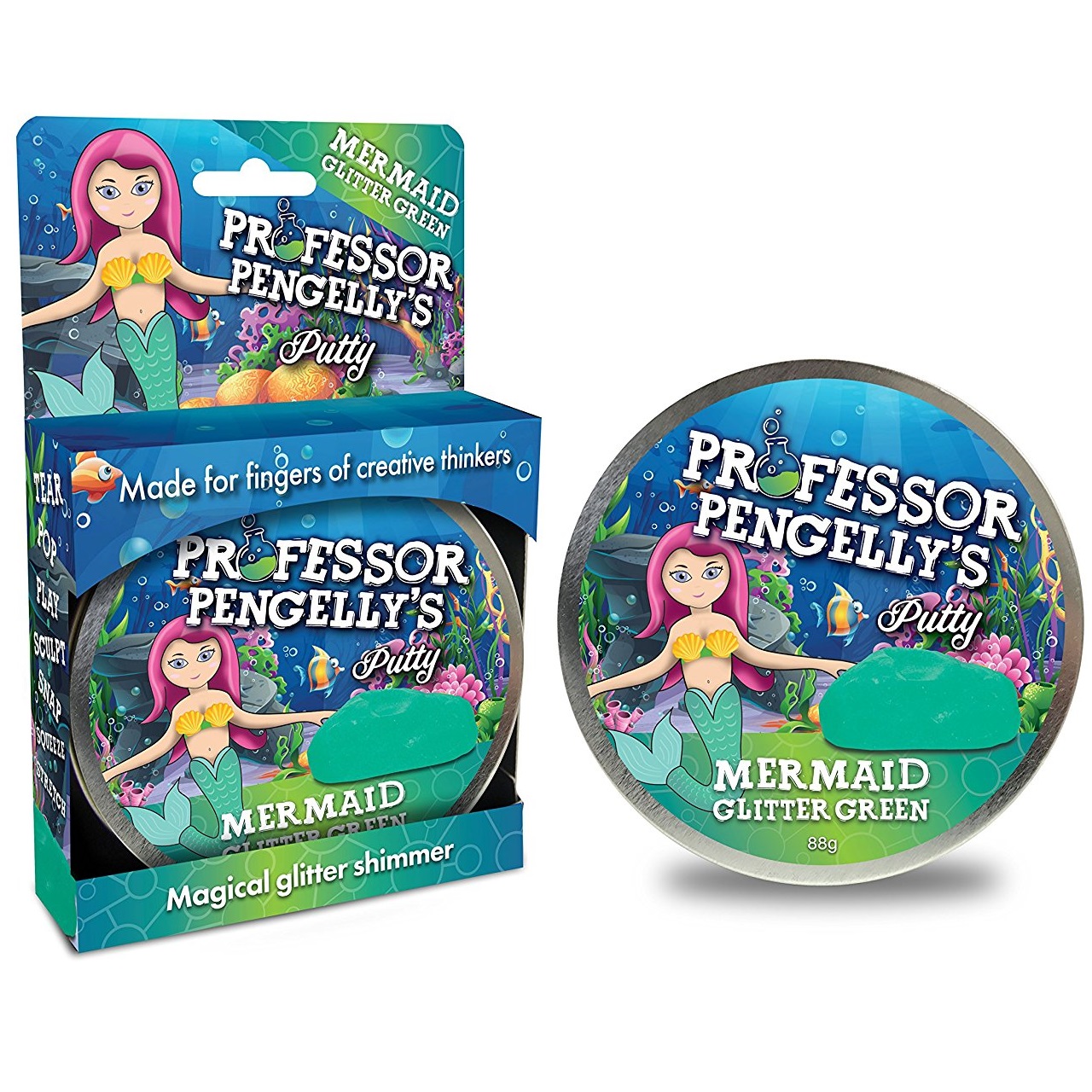 Plastilina inteligenta - Mermaid Green Glitter | Professor Pengelly\'s Putty