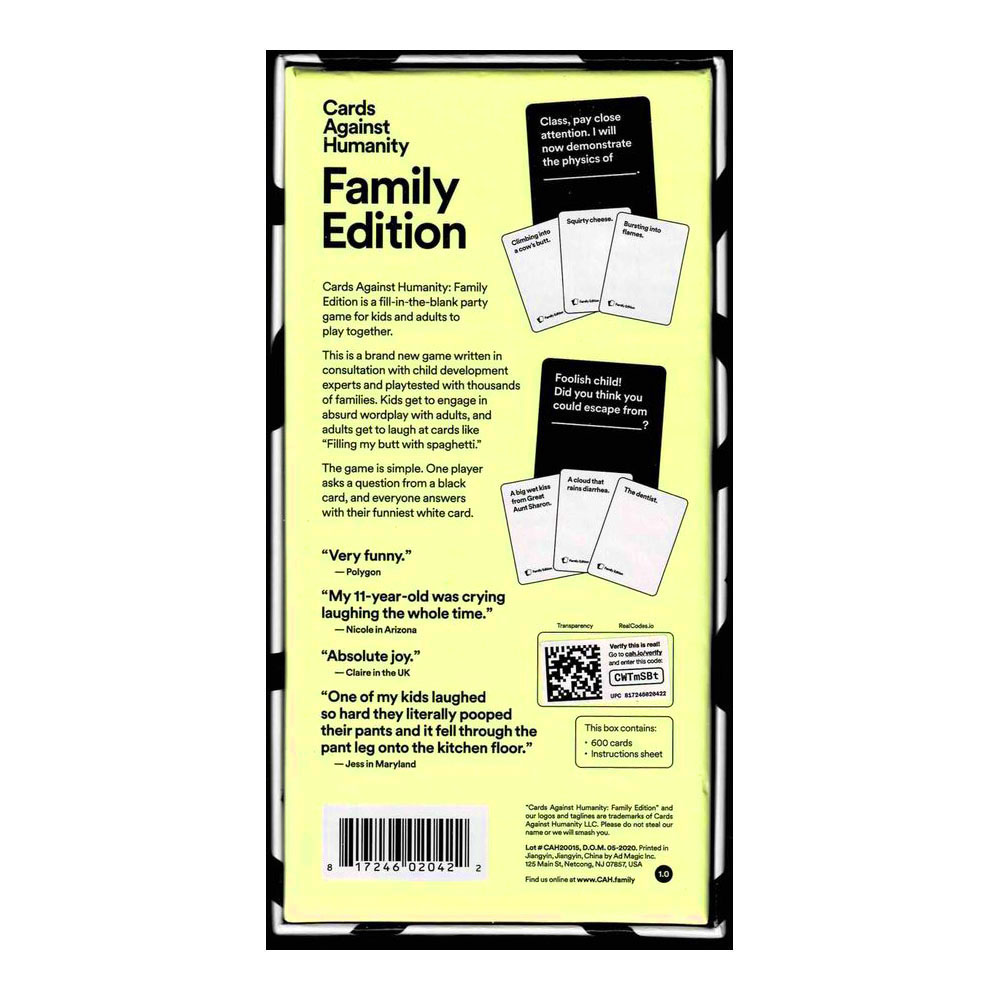 Cards Against Humanity (Family Edition) | Cards Against Humanity - 1 | YEO