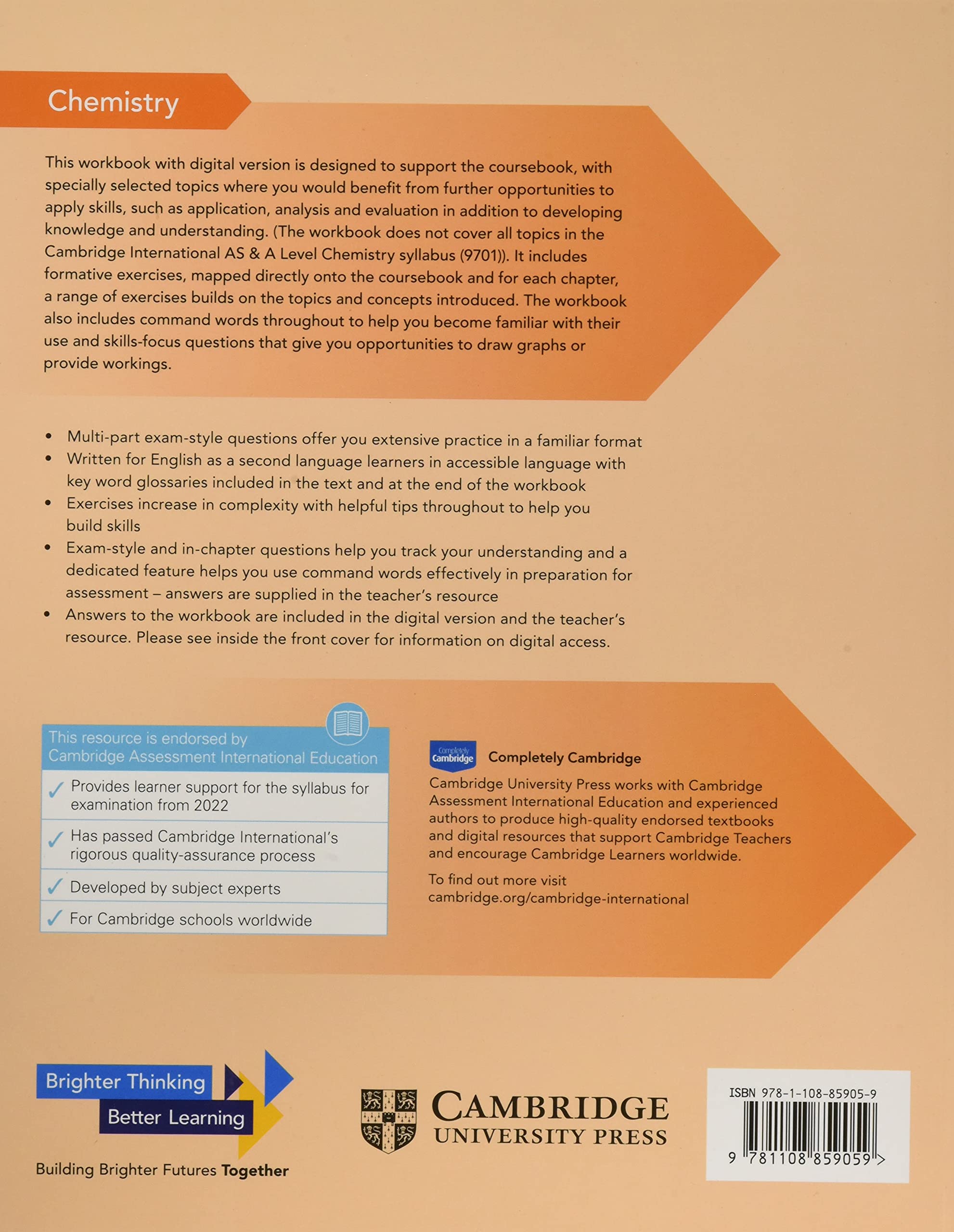 Cambridge International AS & A Level Chemistry Workbook with Digital Access (2 Years) | Roger Norris, Mike Wooster