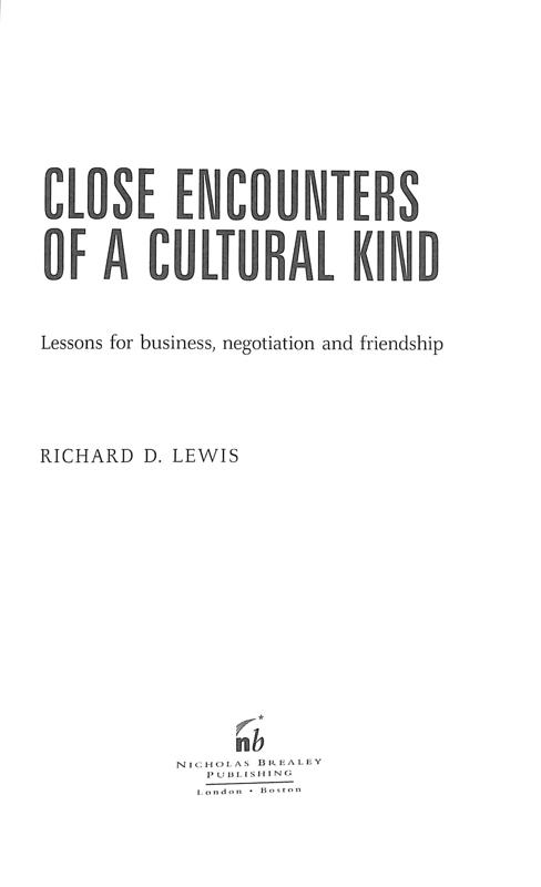 Close Encounters of a Cultural Kind | Richard Lewis