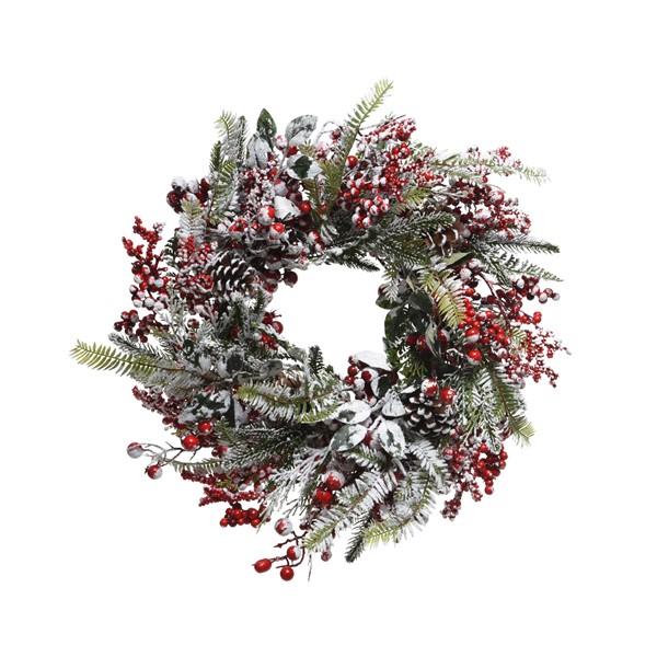 Coronita artificiala - Deco Wreath Frost Red Berries 40 cm | Kaemingk