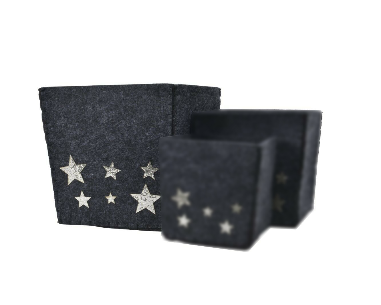 Cutie depozitare - Felt Box Stars, Black 19x19x19cm | Kaemingk