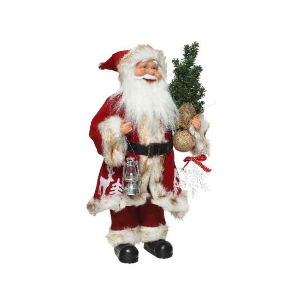 Figurina decorativa - Santa Tree and Lamp, Red 30 cm | Kaemingk