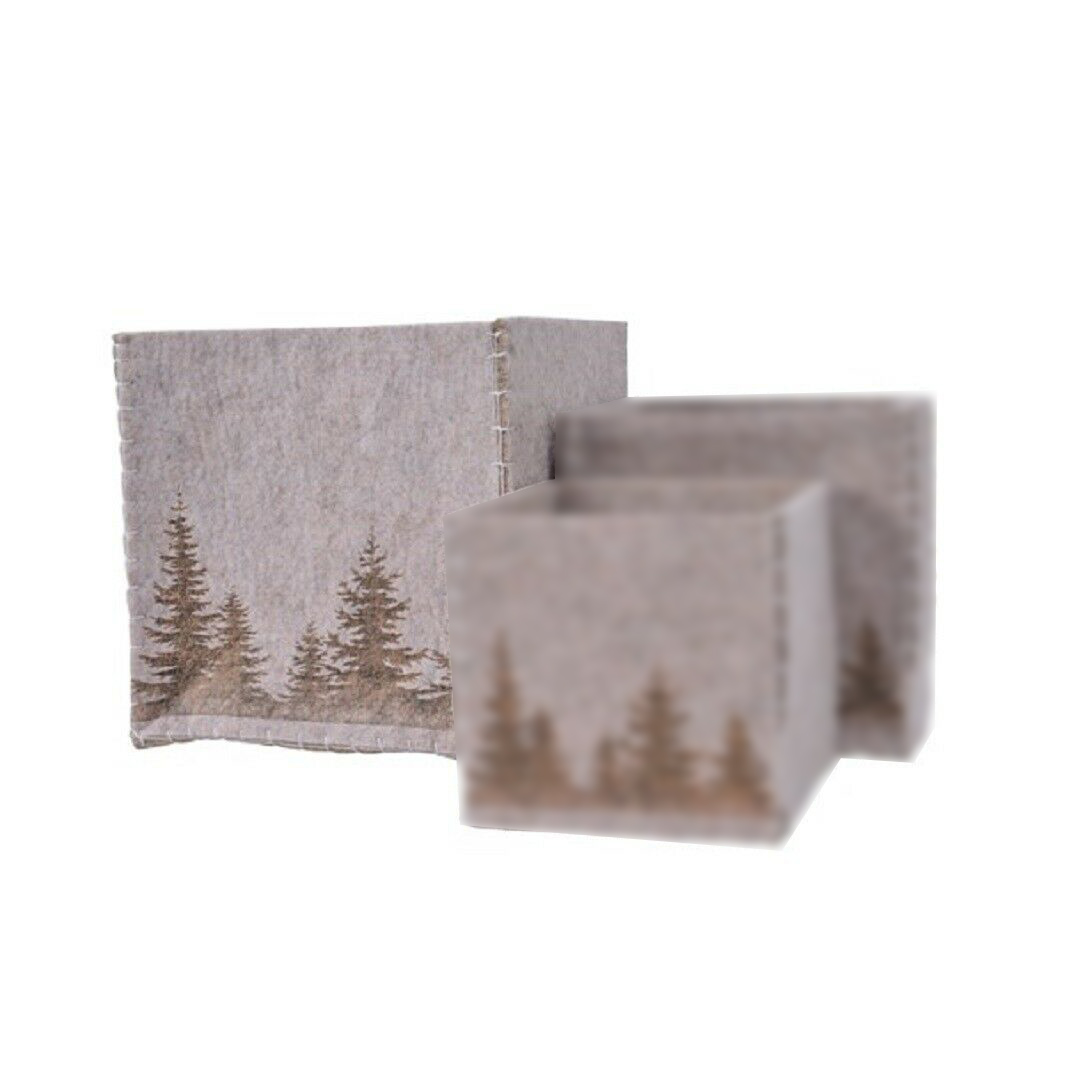 Cutie depozitare - Felt Box Mountain Scenery, Light Brown 19x19x19cm | Kaemingk