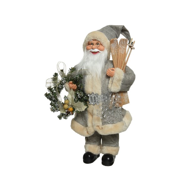 Figurina decorativa - Santa Skis Snowflakes, 30 cm | Kaemingk