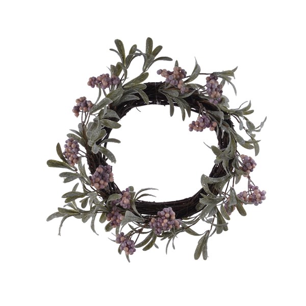 Coronita artificiala - Deco Birch Wreath Pink-Lilac Berries, 35 cm | Kaemingk