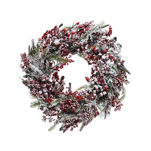 Coronita artificiala - Deco Wreath Frost Red Berries 60 cm | Kaemingk
