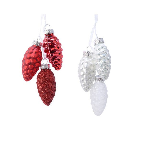 Globuri decorative - Pinecone - Mixed Red and White - mai multe culori | Kaemingk