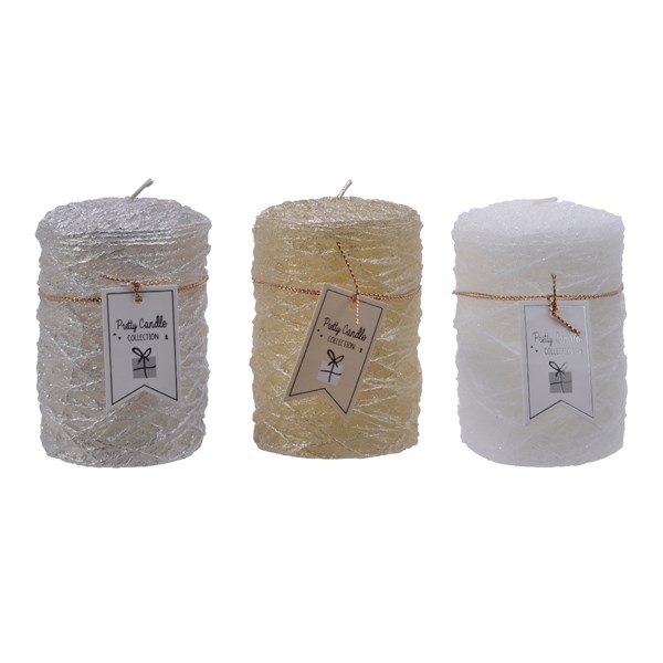 Lumanare - Wax Pillar with Ribbon and Tag- mai multe culori | Kaemingk