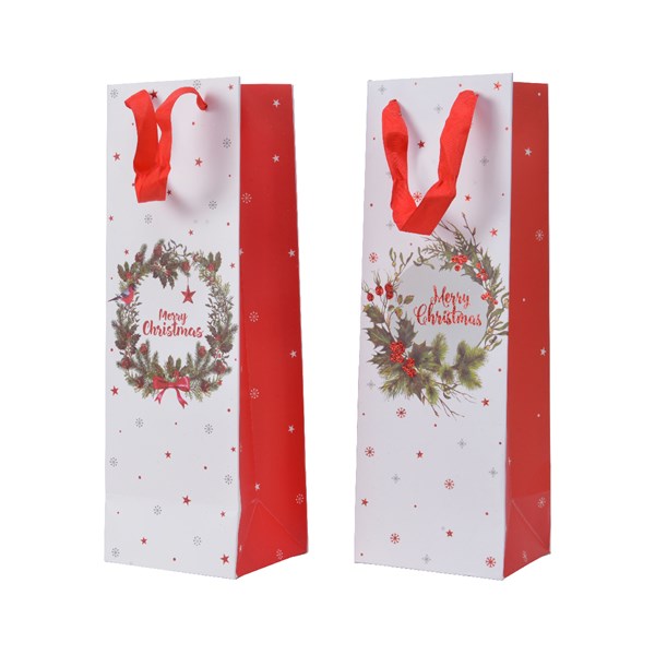 Punga de cadou - Bottle - Xmas Print - Wreath | Kaemingk