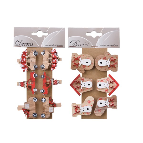 Set 6 carlige decorative - Plywood Reindeer - Car - mai multe modele | Kaemingk