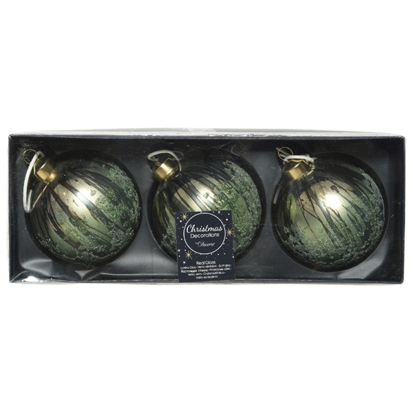 Set 3 globuri - Antique finish - Green | Kaemingk - 1 | YEO