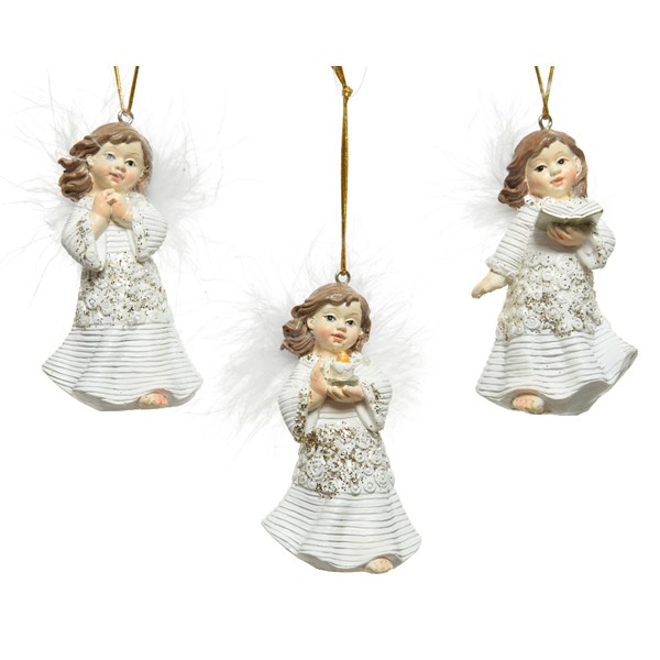 Decoratiune - White Glitter Angel with Hanger - mai multe modele | Kaemingk