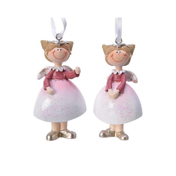 Decoratiune - Pink Smiling Angel with Hanger - mai multe modele | Kaemingk