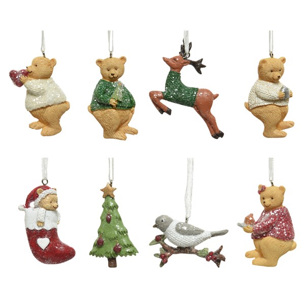 Decoratiune - Xmas Figure with Whtie Ribbon Hanger - mai multe modele | Kaemingk