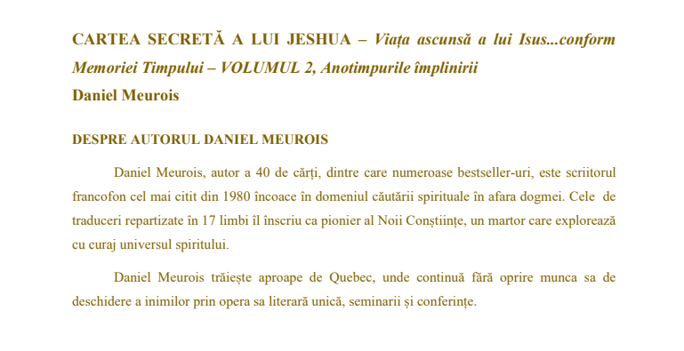 Cartea Secreta A Lui Jeshua. Volumul 2 | Daniel Meurois